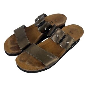 Naot Ashley Slide Sandals Brown Leather Rhinestone Women’s EU 39 size 8 US